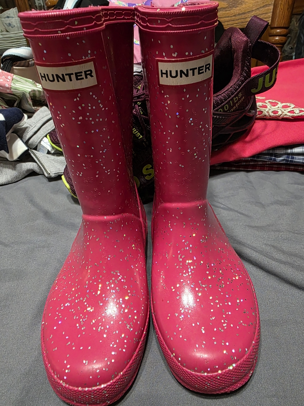 Hunter Kids Pink Glitter Rain Boots
